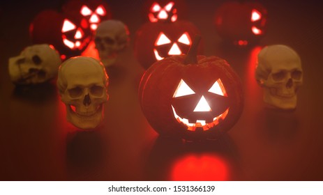 3d rendering Halloween Pumpkins Background