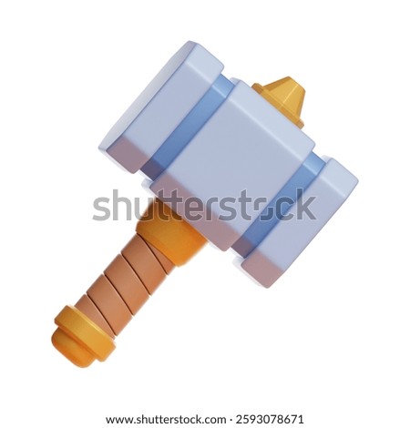3d rendering of hammer game asset icon isolated on white background