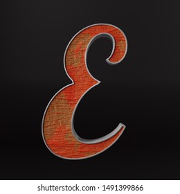 3D Rendering Of Hand Carved Wood Letter Uppercase E