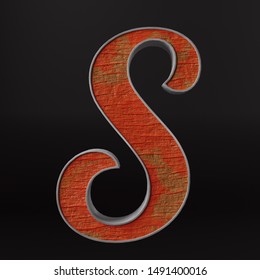 3D Rendering Of Hand Carved Wood Letter Uppercase S