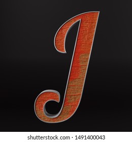 3D Rendering Of Hand Carved Wood Letter Uppercase J