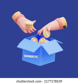 3d rendering of hand icon illustration raising money in a donation box, charity day - Powered by Shutterstock