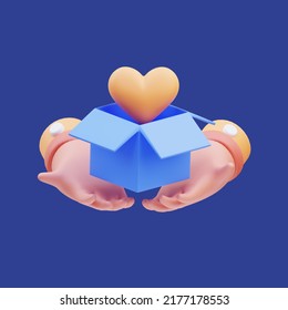 3d rendering of hand icon illustration giving a love in donation box, charity day - Powered by Shutterstock