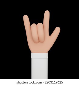 3d Rendering Of Hand With Thumb, Index And Pinky Fingers Raised, With Transparent Background.