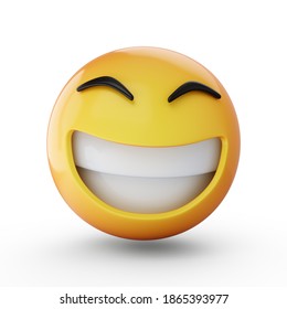 3D Rendering Happy Emoji Isolated On White Background