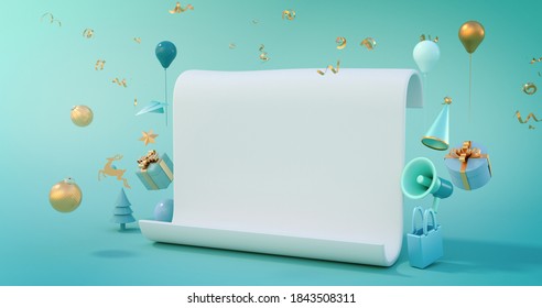 3d rendering of happy new year and merry christmas background.
