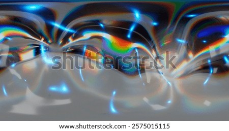 3d rendering. HDRI environment map. 360 degree spherical seamless vr panorama. Abstract empty t interior with abstract rectangular decorative elements with neon lighting.