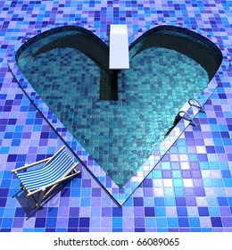 3d Rendering Of A Heart Shaped Swimming Pool