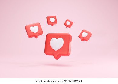 3D Rendering Heart Textbox Heart Icon Love Social Media Icon Red Scatter