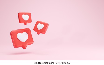 3D Rendering Heart Textbox Heart Icon Love Social Media Icon Red Scatter Horizontal