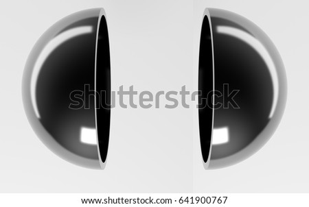 3d rendering of a hemisphere cut inside a studio on white