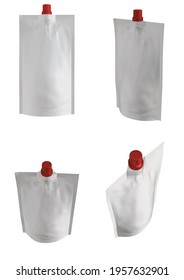 3D Rendering - High Resolution Image Standup Pouch Center Nozzle Isolated On A White Background  High Quality Details