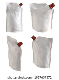 3D Rendering - High Resolution Image Standup Pouch Isolated On A White Background  High Quality Details