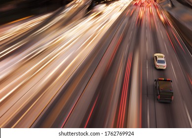 3D Rendering Of A High Speed Police Chase In A Highway.