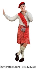 3D Rendering Of A Highlander Wearing A Traditional Scottish Kilt Isolated On White Background