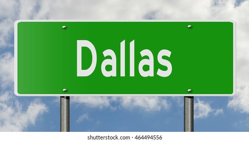 A 3d Rendering Of A Highway Sign For Dallas