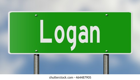 A 3d rendering of a highway sign for Logan