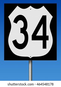A 3d rendering of a highway sign for Route 34