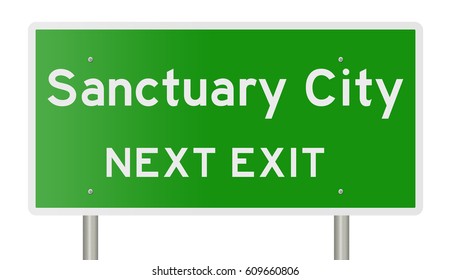 A 3d Rendering Of A Highway Sign For Sanctuary City