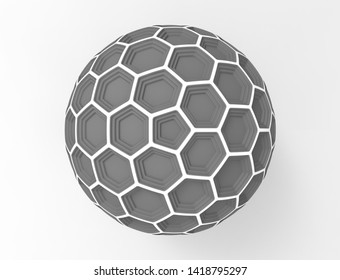 3d Rendering Of A Honeycomb Sphere Dome Isolated In White Studio Background.