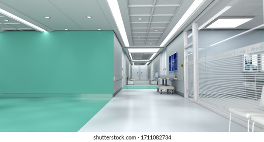 3D Rendering Of A Hospital Interior With Lots Of Copy Space