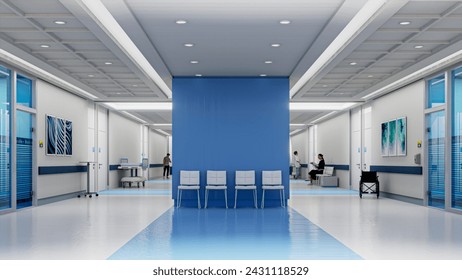 3D rendering of a hospital interior with lots of copy space - Powered by Shutterstock