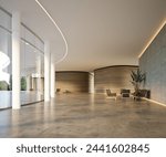 3d rendering of a hotel foyer