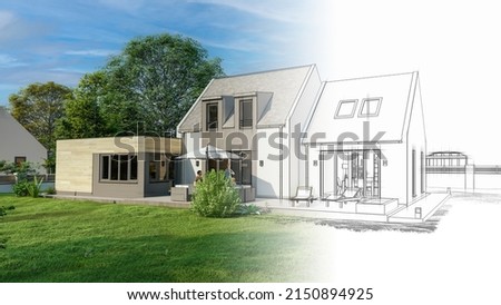 3D rendering of a house from draft stage to final rendering