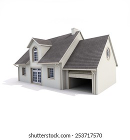 3D Rendering Of A House On A White Background