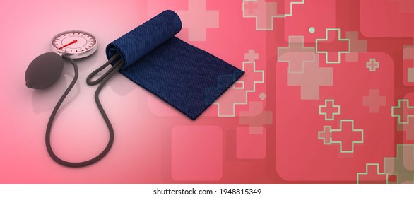 3d Rendering Human Bp Checking Sphygmomanometer