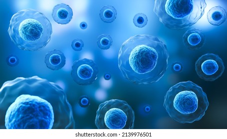 3d rendering of Human cell or Embryonic stem cell microscope background.