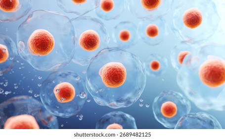 3d rendering of Human cell or Embryonic stem cell microscope background.