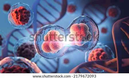 3d rendering of Human cell or Embryonic stem cell microscope background.