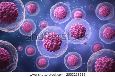 3d rendering of Human cell or Embryonic stem cell microscope background.