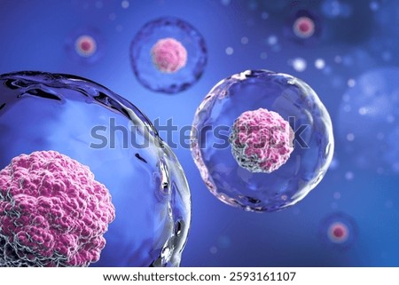 3d rendering of Human cell or Embryonic stem cell microscope background.