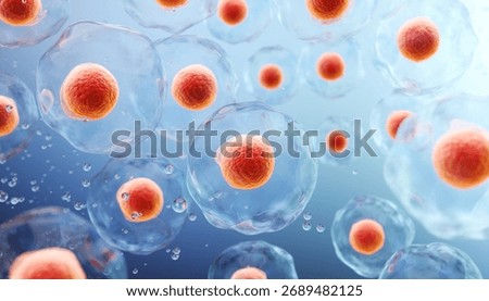 3d rendering of Human cell or Embryonic stem cell microscope background.