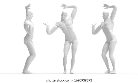 3D Rendering Of A Human Person Dancing Crazy Computer Generated Model