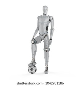 3d Rendering Humanoid Robot With Soccer Ball