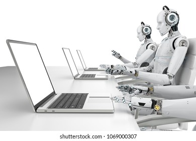 Robot Getting Advice Office Colleague His Stock Illustration 1222509436 ...