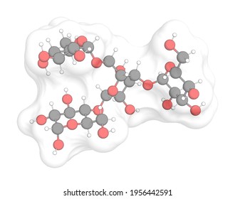 3D Rendering Of Hydroxypropyl Starch With White Transparent Surface Over A White Opaque Background.