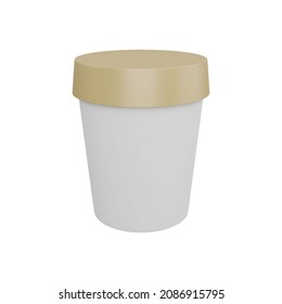 3D Rendering Ice Cream Cup Mockup With Gold Lid