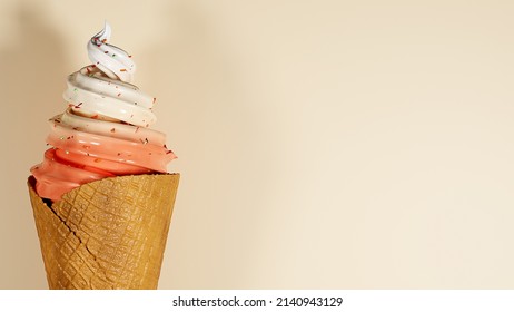 3d rendering ice cream Images Food Drink Object Concept Design Realistic illustretion  for ad inspiration creative banner webside print 