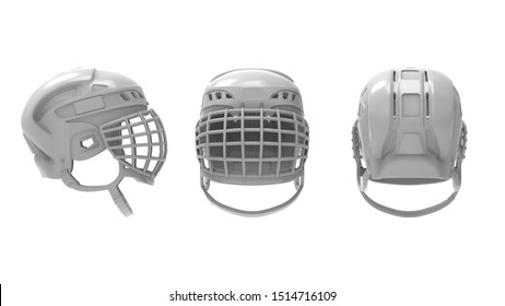 3d Rendering Of A Ice Hockey Helmet Mask Isolated In White Background