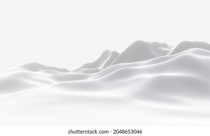 3D Rendering. Ice Mountain. White Cold Terrain.