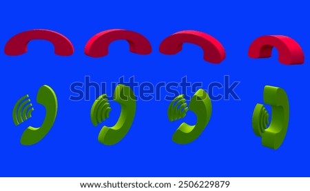 3d rendering icon incoming and outgoing phone calls