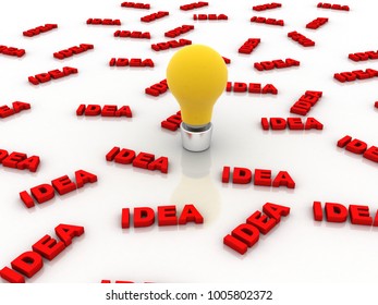3d rendering idea light bulb