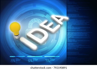 3d rendering idea light bulb