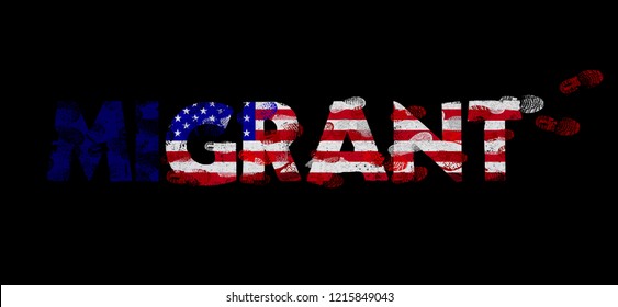 3D rendering idea for migrant caravan marching on towards the American Dream.