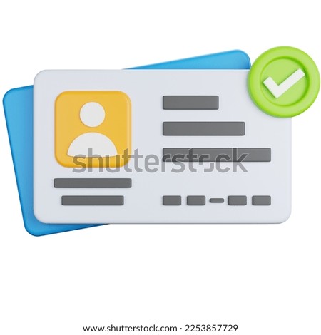 3d rendering Identity card verified isolated