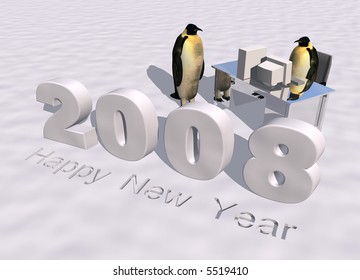 a 3d rendering to illustrate the new year 2008